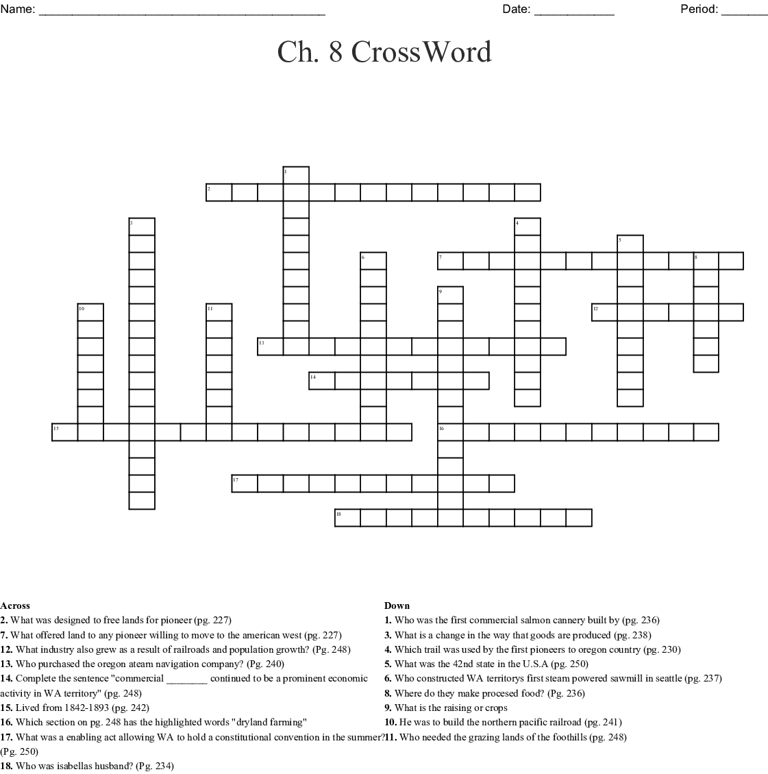 Ch. 8 Crossword – Wordmint Within Chapter 8 Crossword Puzzle Us - History Crossword Puzzles Printable