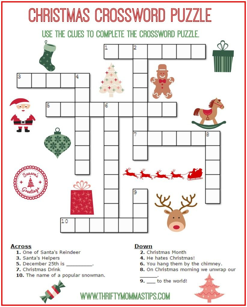 Christmas Crossword Puzzle Printable - Thrifty Momma&amp;#039;s Tips | Free - Printable Christmas Puzzles For Adults
