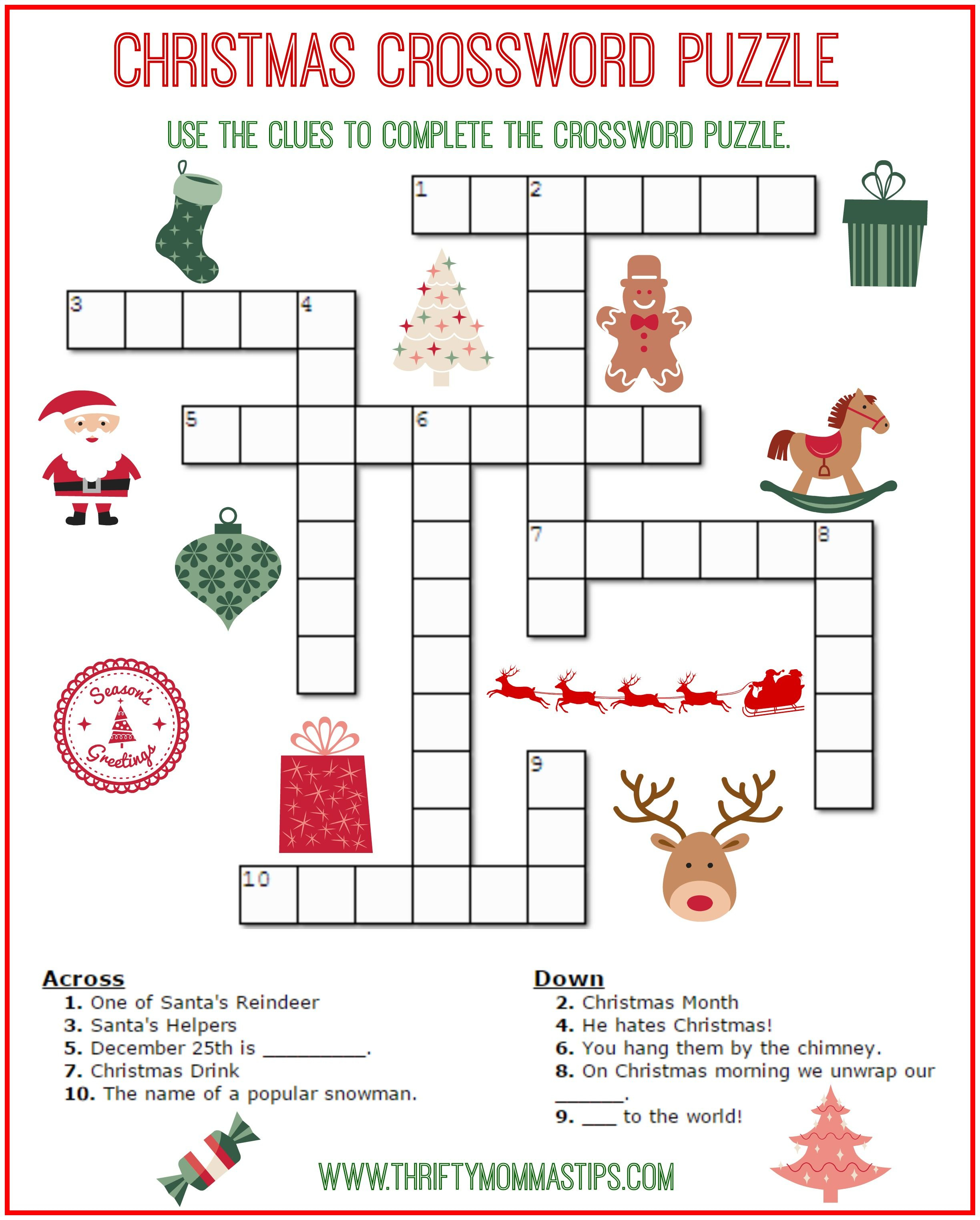 Christmas Crossword Puzzle Printable Thrifty Mommas Tips Uirq7Lrq - Printable Reverse Crossword Puzzle
