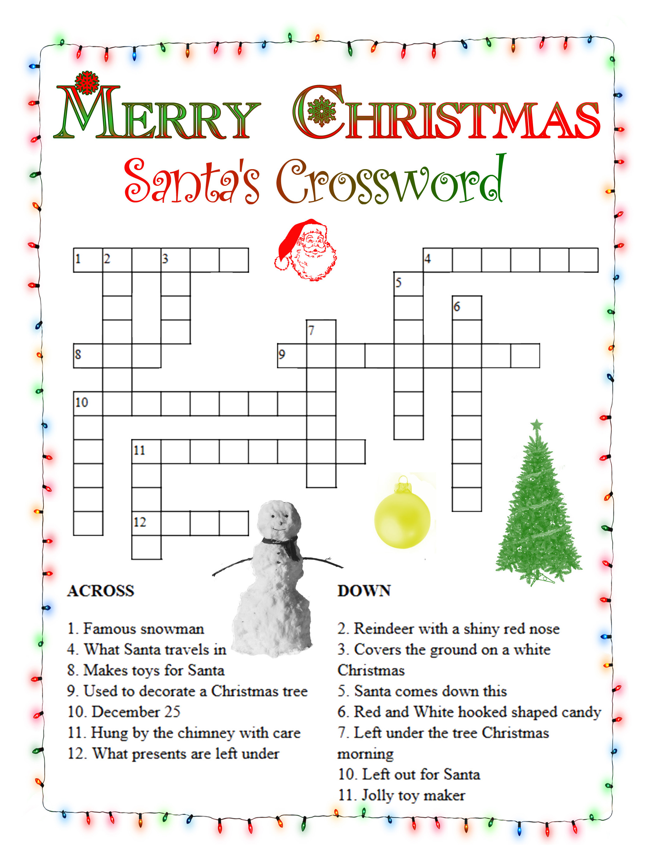 Christmas Crossword Puzzles - Best Coloring Pages For Kids - Printable Xmas Crossword Puzzles