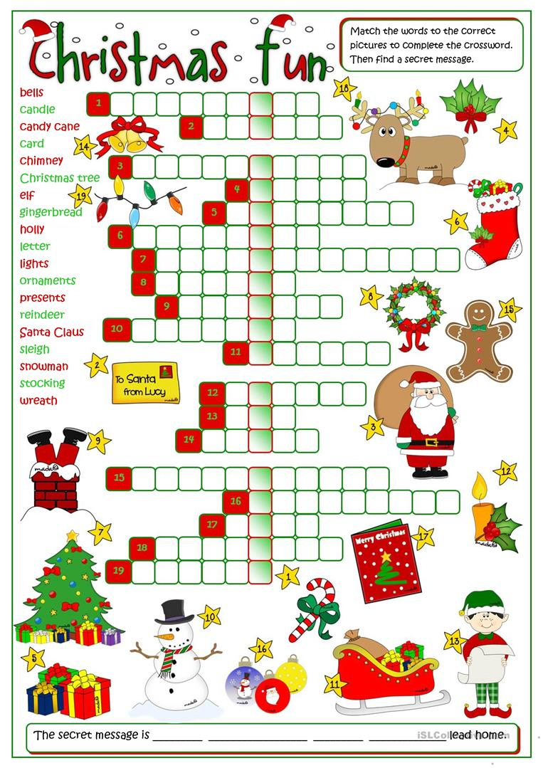 Christmas Fun - Crossword Worksheet - Free Esl Printable Worksheets - Free Printable Xmas Crossword
