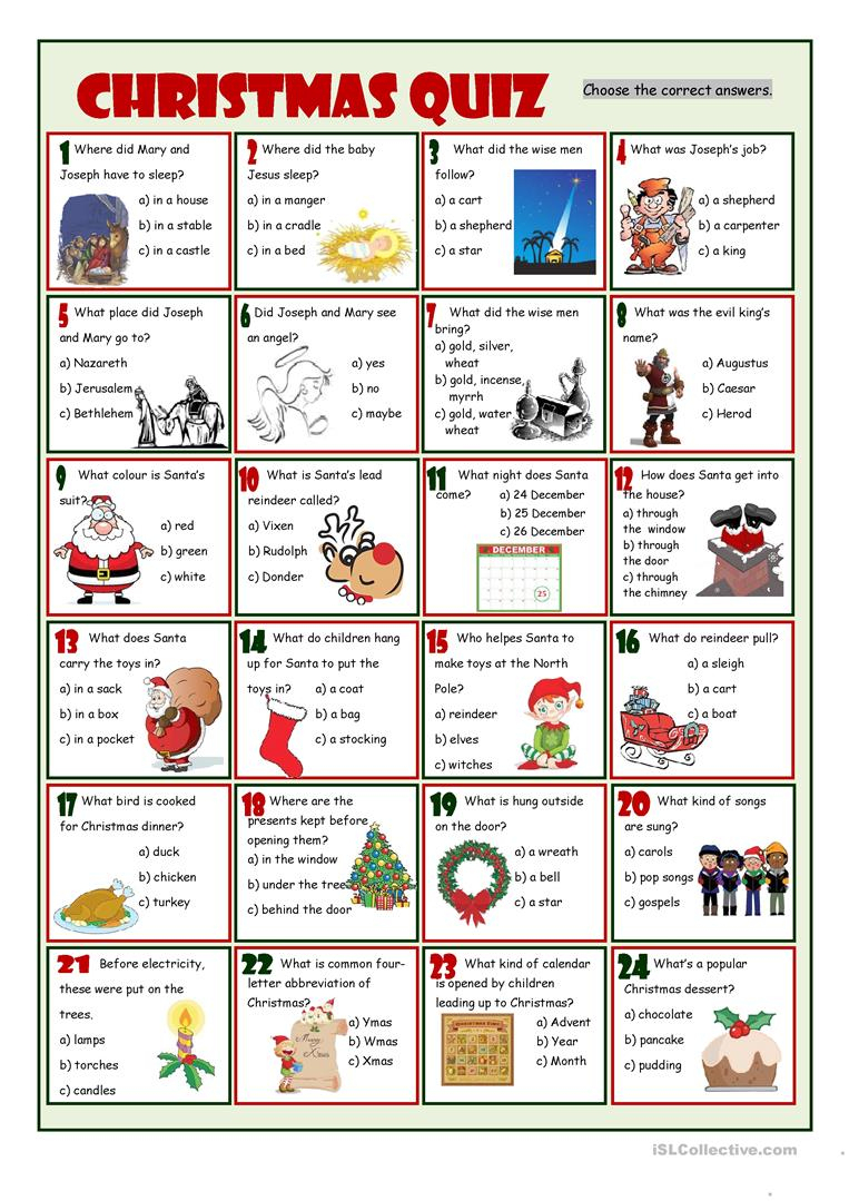 Christmas Quiz Worksheet - Free Esl Printable Worksheets Made - Printable Christmas Puzzles And Quizzes