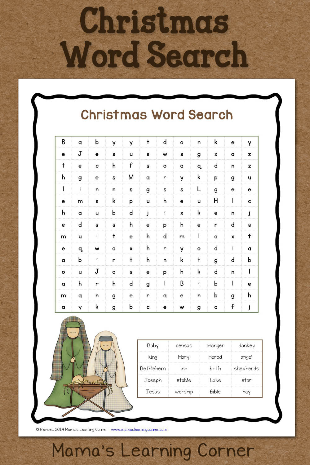 Christmas Word Search: Free Printable - Mamas Learning Corner - Printable Bible Puzzles For Preschoolers