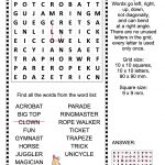 Circus Word Search Puzzle | Free Printable Puzzle Games   Circus Crossword Puzzle Printables