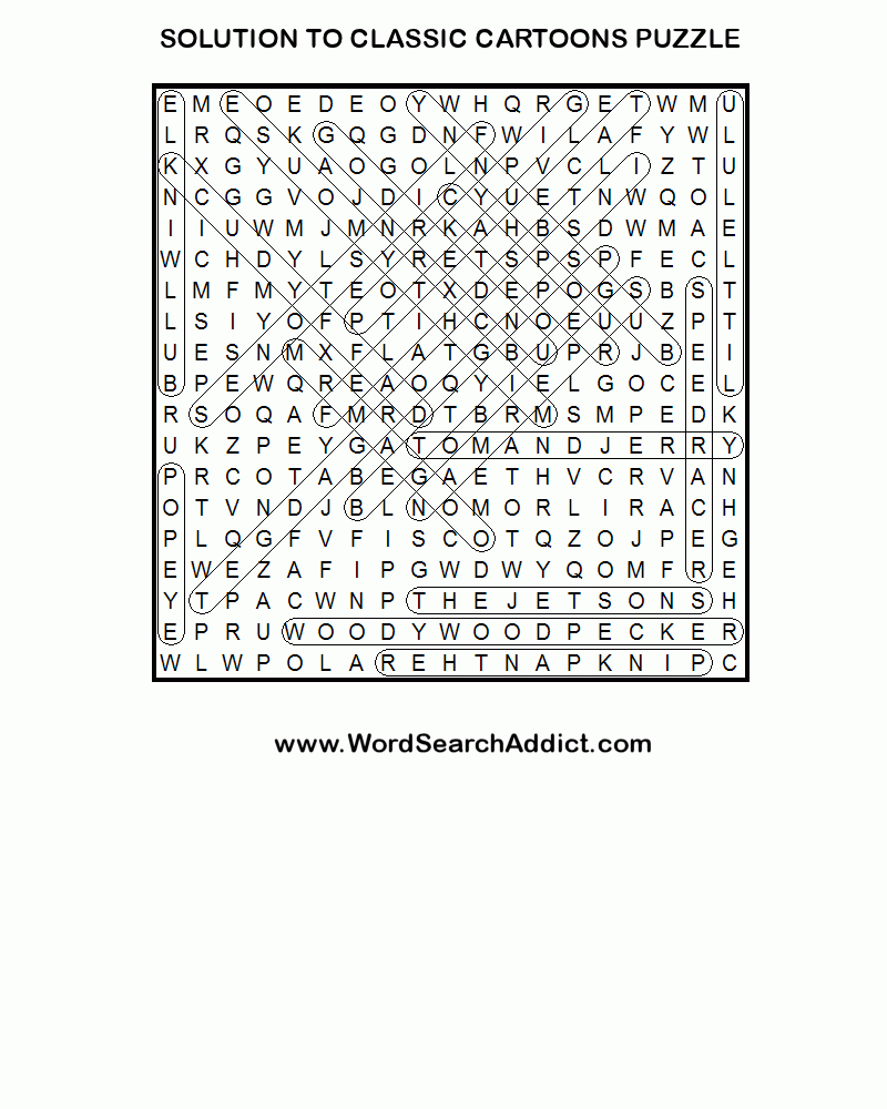 Classic Cartoons Printable Word Search Puzzle - 90S Crossword Puzzle Printable
