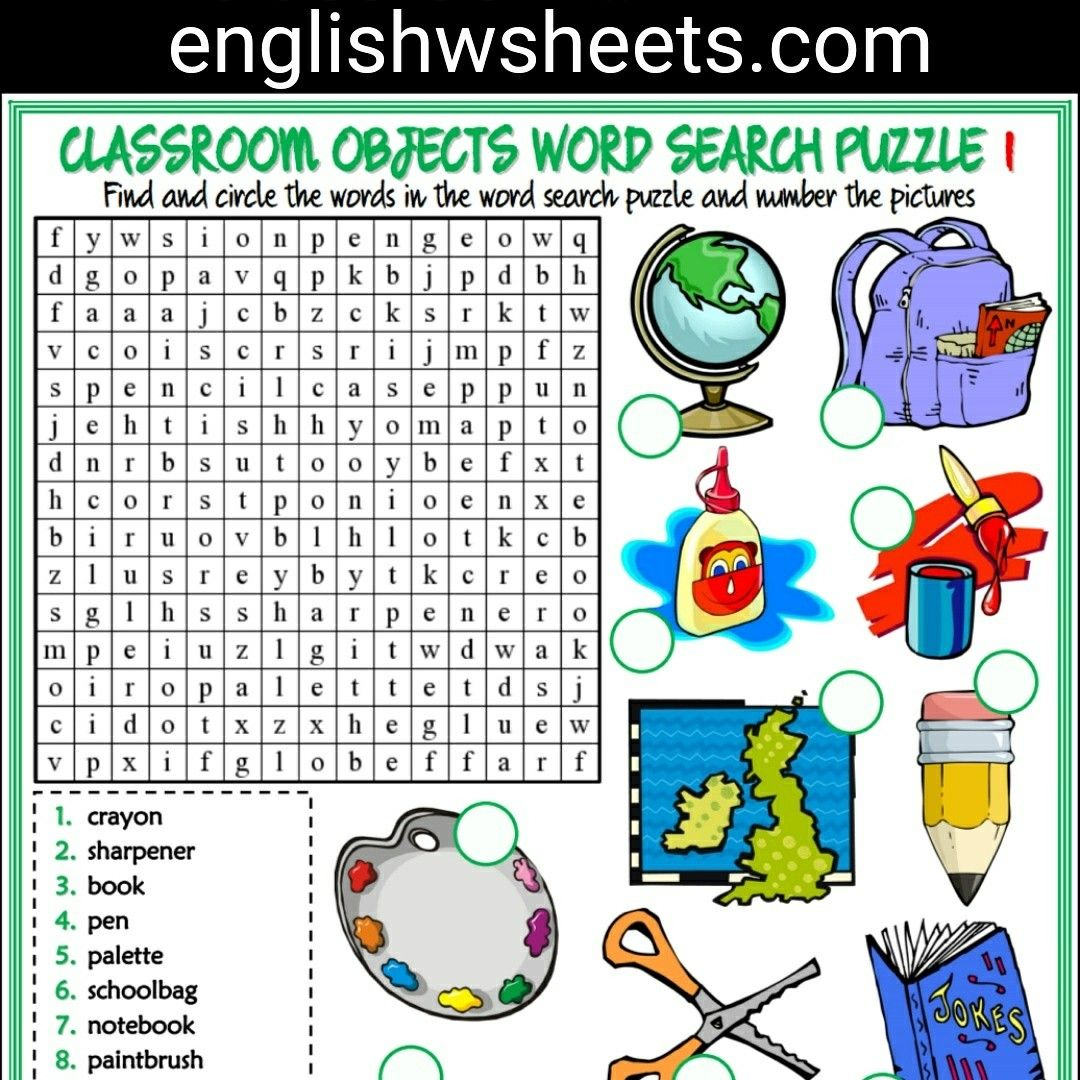 Classroom Objects Esl Printable Word Search Puzzle Worksheets For - Printable Lexicon Puzzles