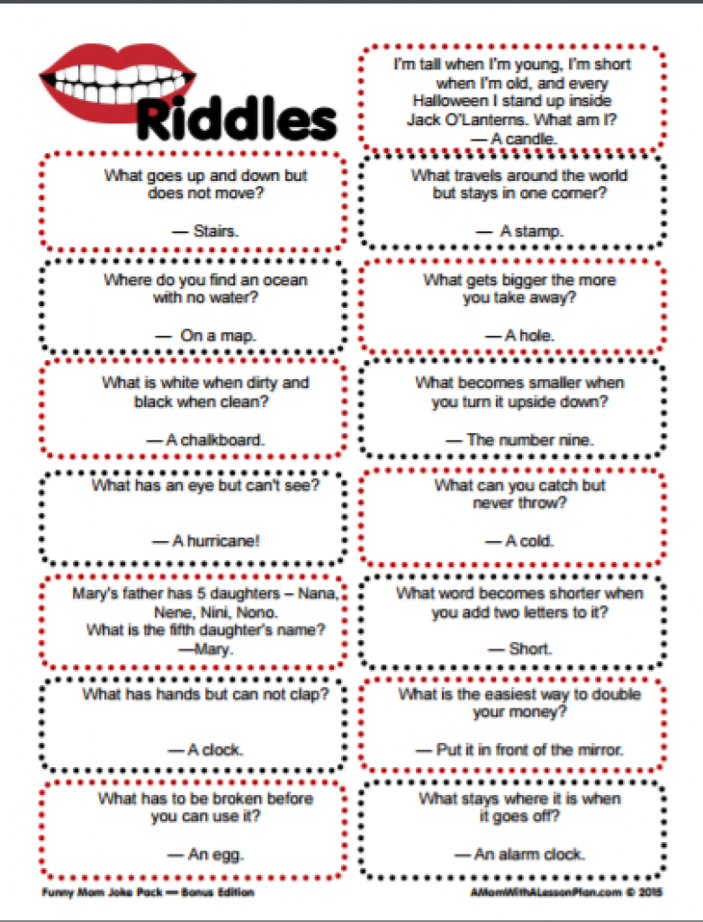 Printable Riddles With Answers Pdf