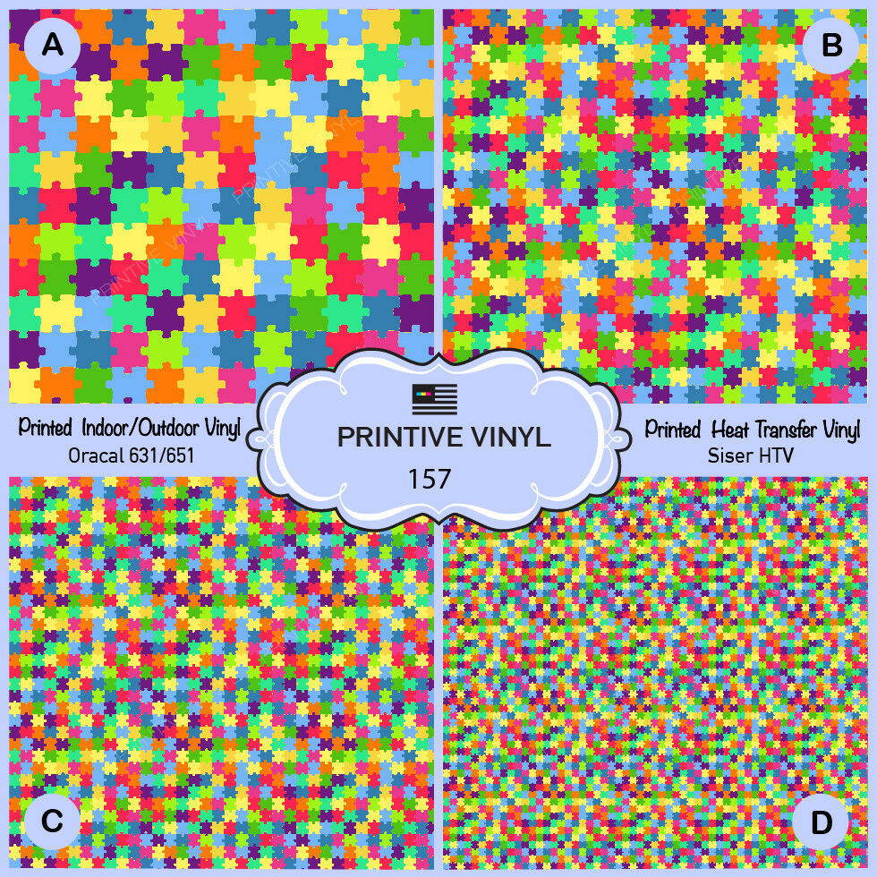 Colorful Puzzles Pattern Printed Htv,adhesive Vinyl-157 | Ebay - Puzzle Print Htv