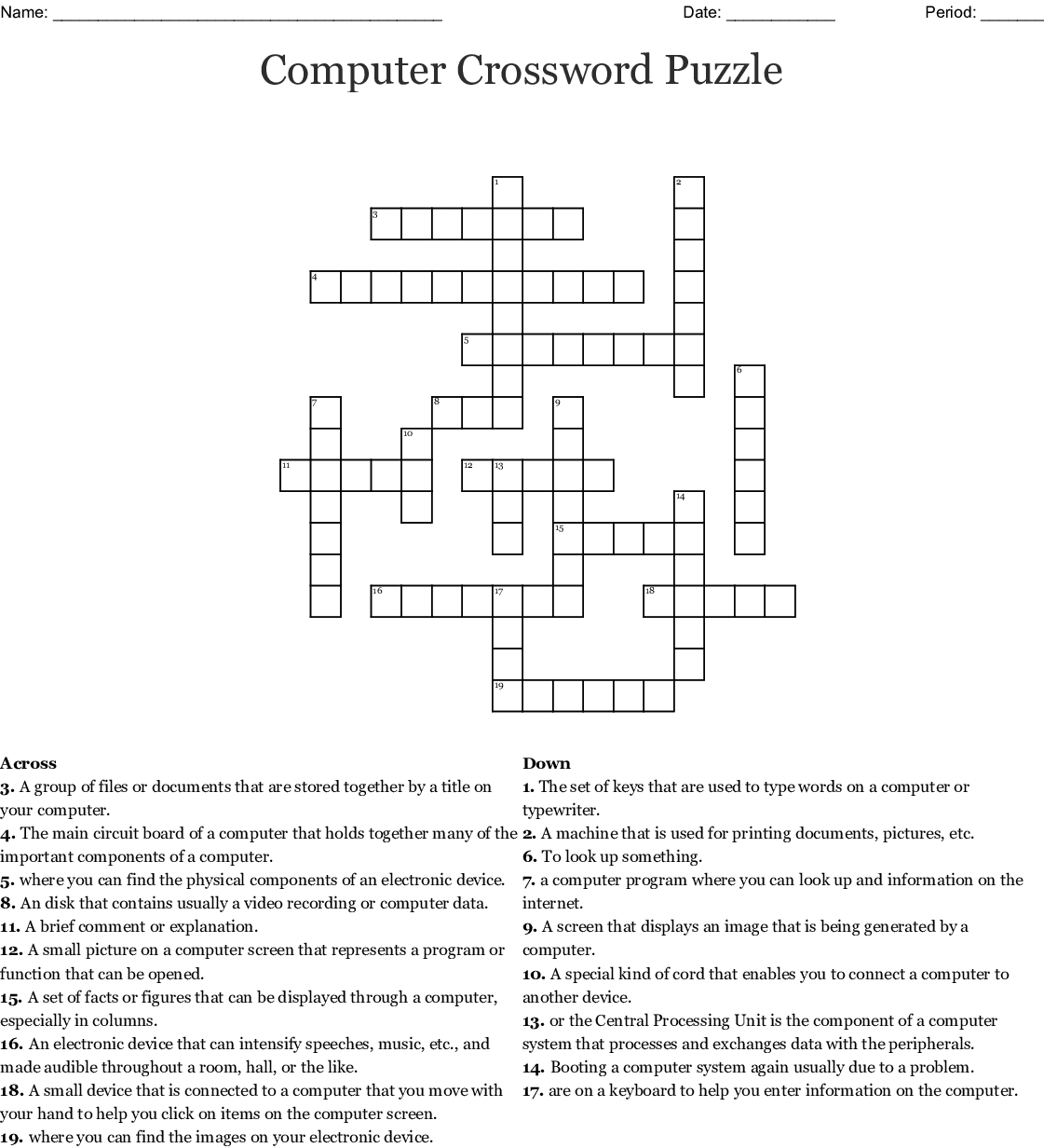 Computer Crossword Puzzle Crossword - Wordmint - Computer Crossword Puzzles Printable