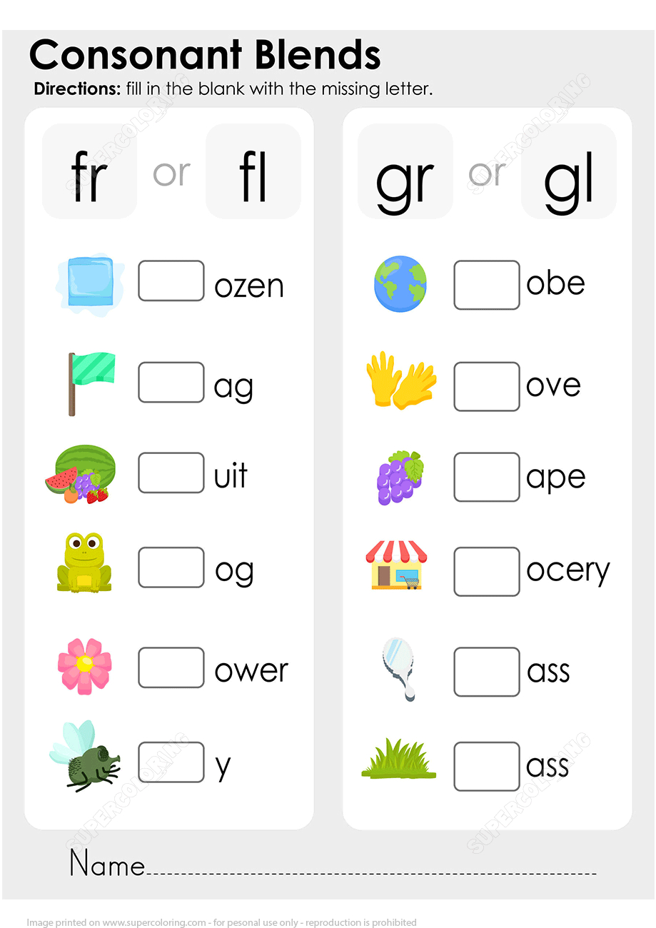 Consonant Blend Worksheet | Free Printable Puzzle Games - Printable Missing Vowels Puzzles