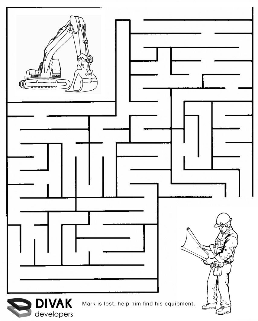 Construction Maze | Summer Camp Construction | Mazes For Kids - Printable Kid Puzzles Free