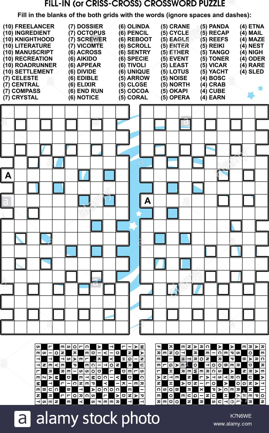 Criss-Cross Word Puzzle - Fill In The Blanks Of The Crossword Puzzle - Printable Crossword Puzzle Grid