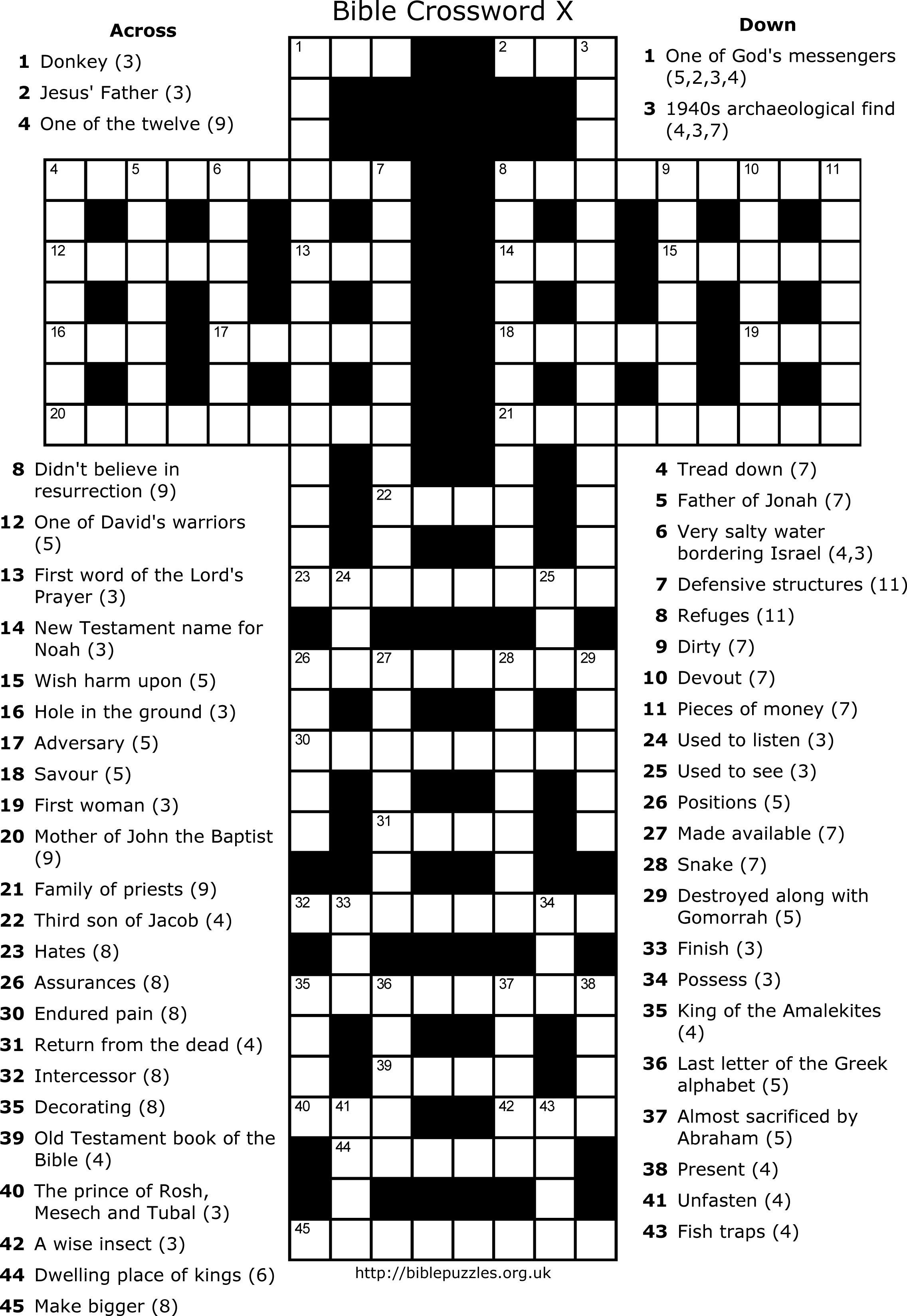 Free Printable Bible Crossword Puzzles Printable Crossword Puzzles