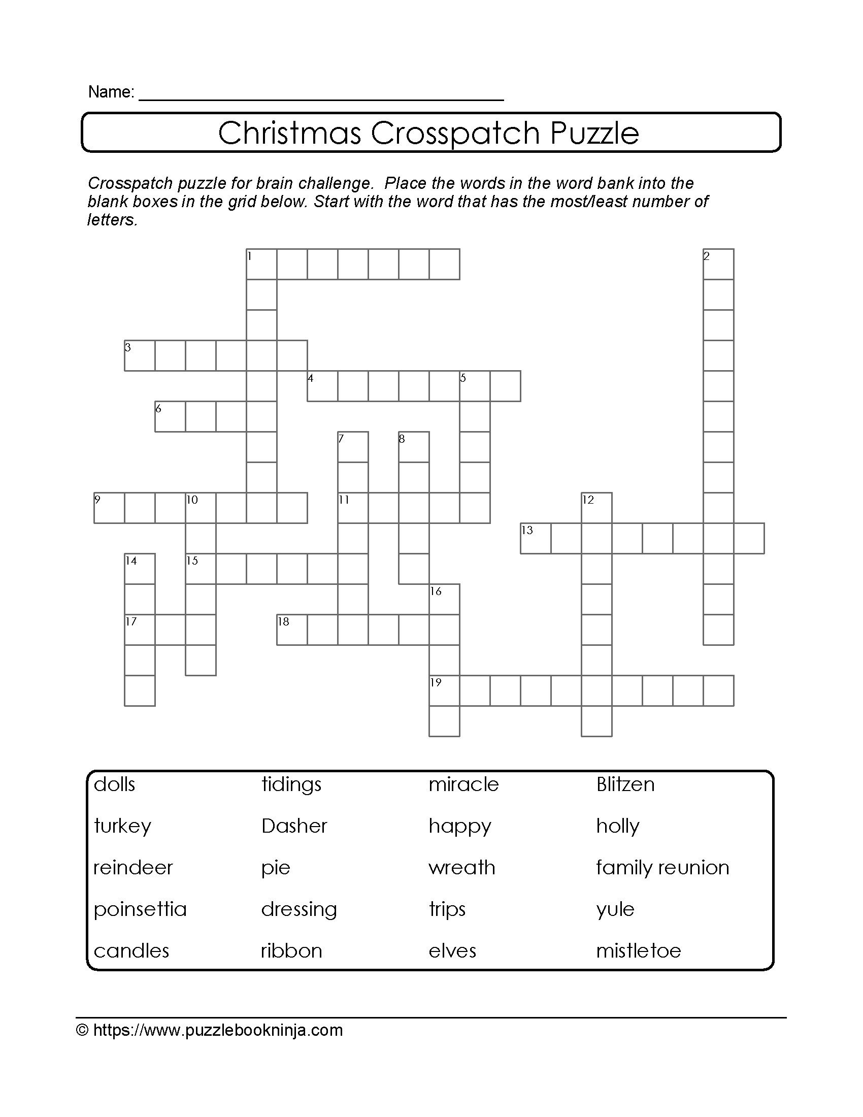 Crosspatch Xmas Printable Puzzle. Support Vocab Development And - Printable Puzzles To Solve