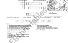 Printable Character Traits Crossword Puzzle