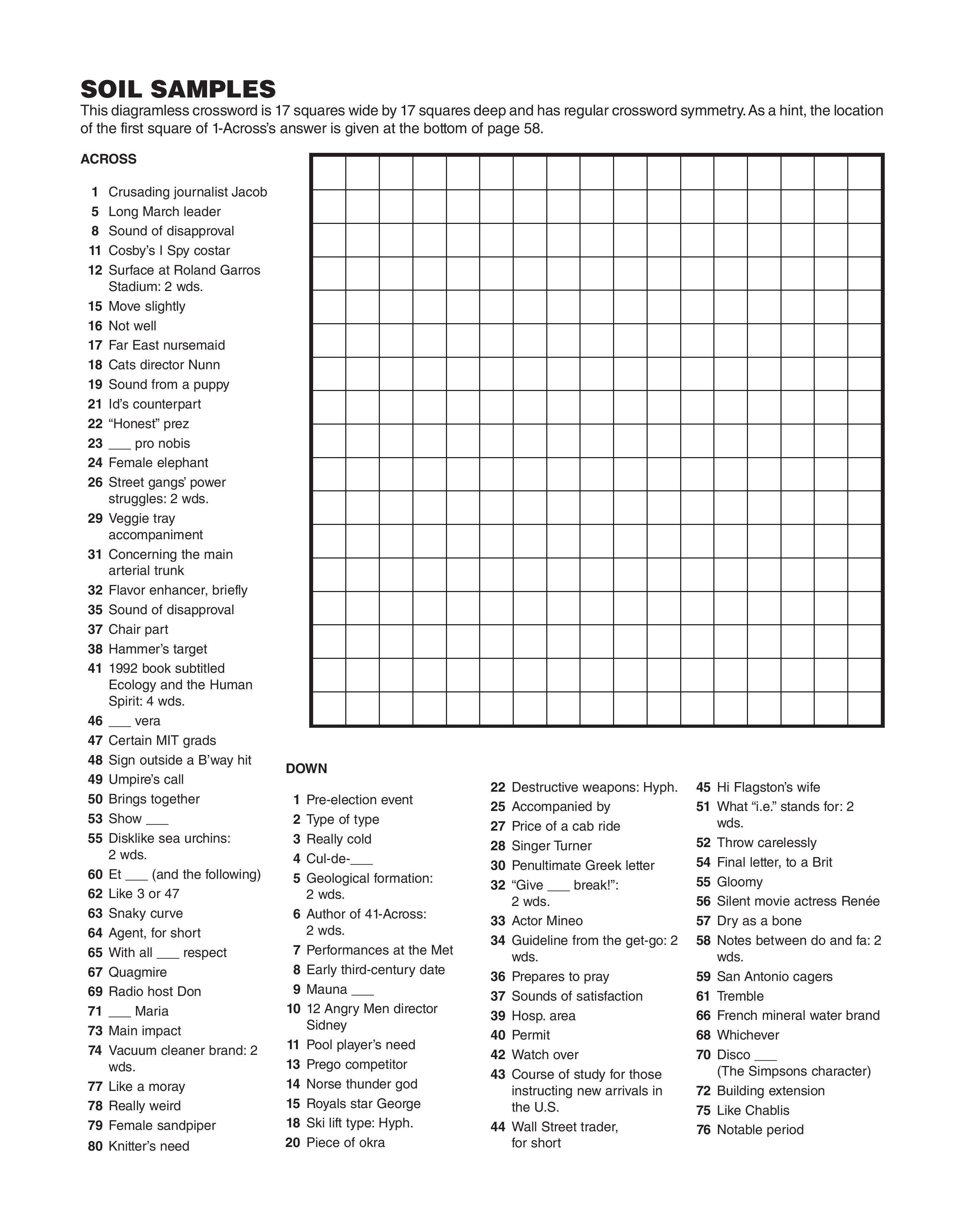 Printable Patternless Crossword Puzzles Printable Crossword Puzzles