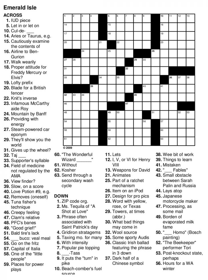 easy printable crossword puzzles for seniors