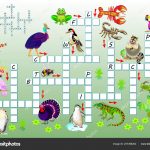 Crossword Puzzle Game Funny Animals Educational Page Children Study   Printable Cartoon Crossword Puzzles
