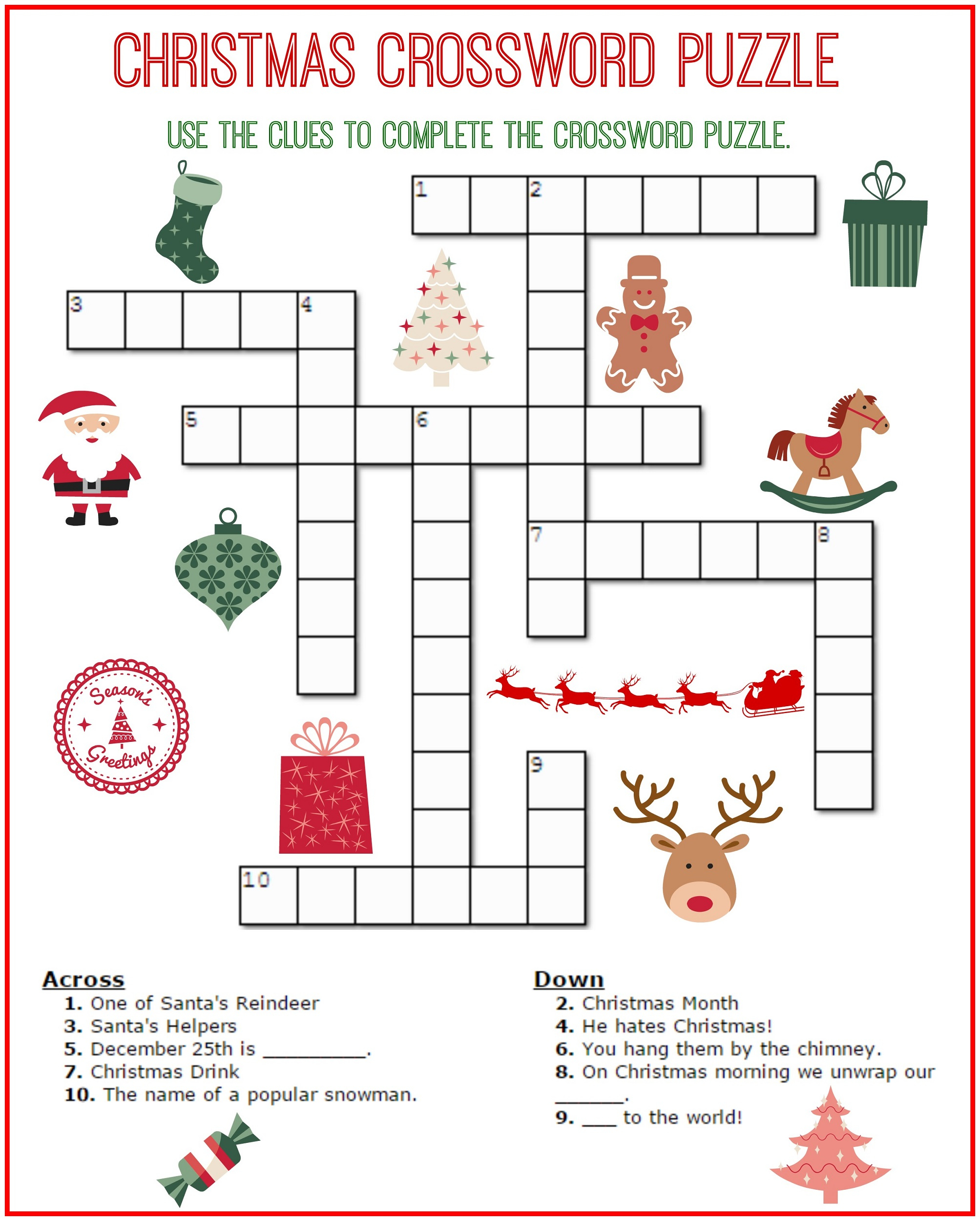 Crossword Puzzle Kids Printable 2017 | Kiddo Shelter - Printable Puzzles Hints