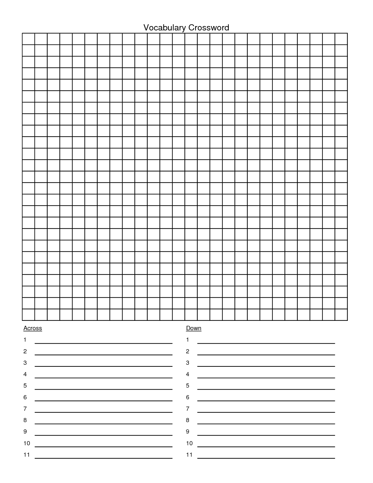 Crossword Puzzle Template - Yapis.sticken.co - Printable Blank Crossword Puzzle Template