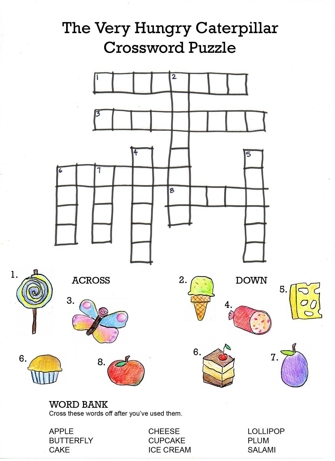 Crossword To Practice. Food | Storybook Activities | Hungry - Printable Crossword Puzzles For Kids With Word Bank