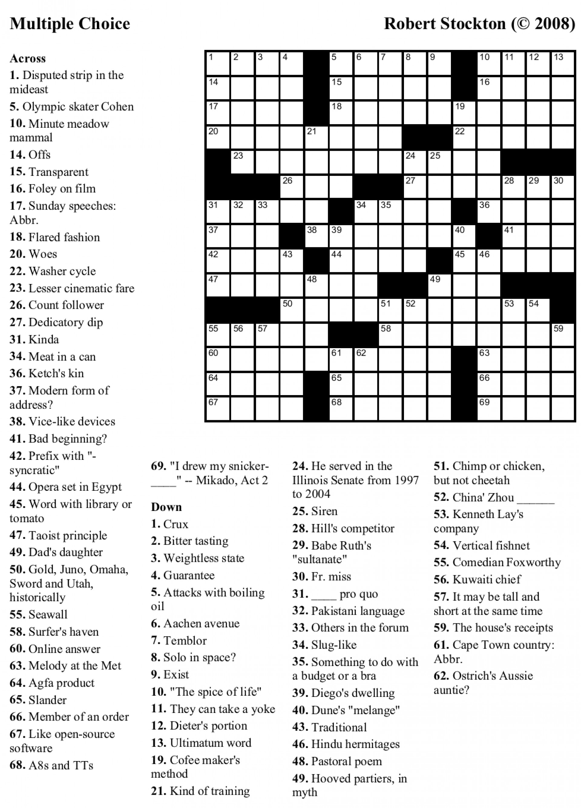 Crosswords Crossword Puzzle Printable For ~ Themarketonholly - Free - Printable Puzzles High School