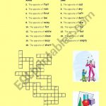 Crosswords: Opposite Adjectives And Verbs – Esl Worksheetphiliproth – Printable Opposite Crossword Puzzle