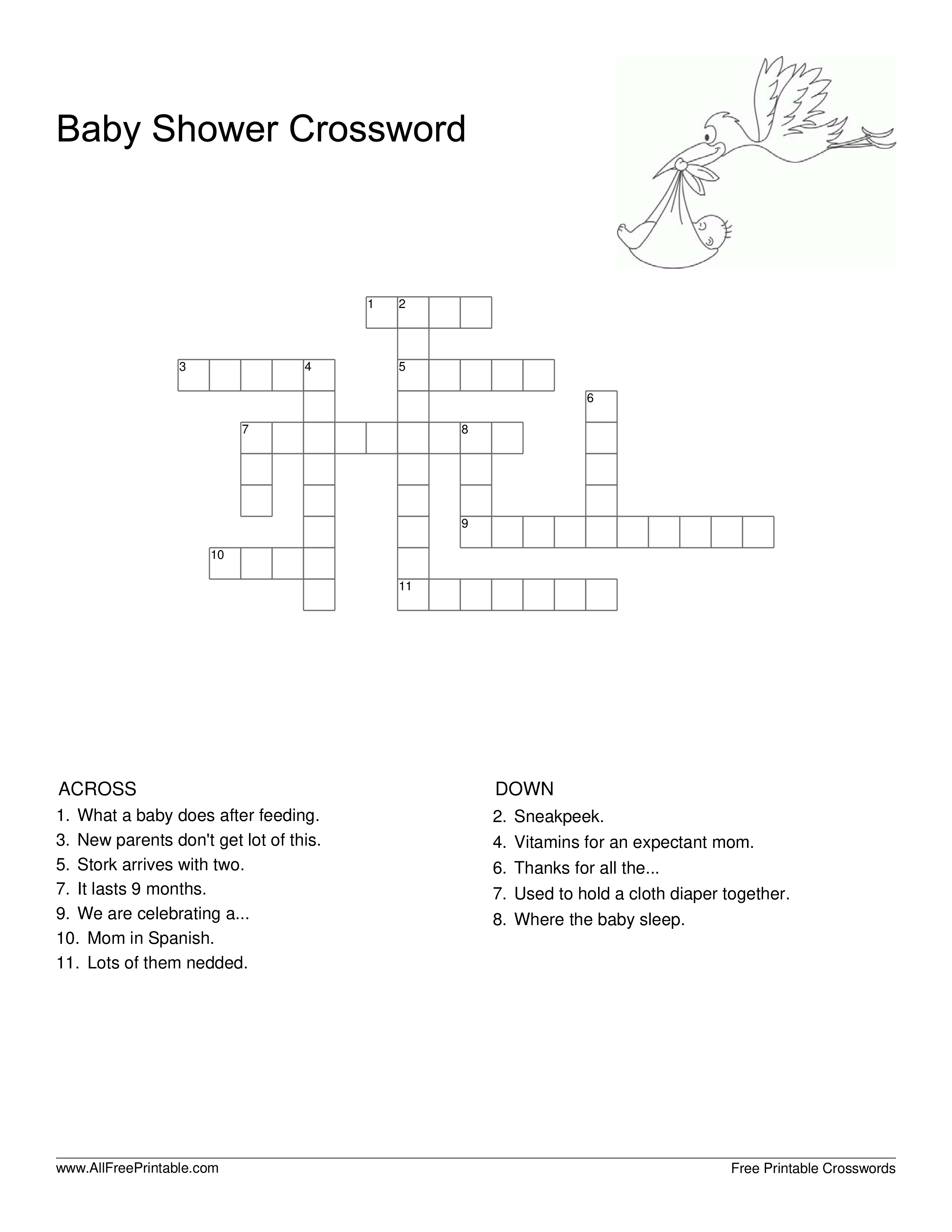 Crosswords Puzzle Baby Shower | Templates At Allbusinesstemplates - Printable Crossword Puzzles For Baby Shower
