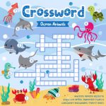 Crosswords Puzzle Game Of Ocean Animals For Preschool Kids Activity..   Printable Ocean Crossword Puzzles
