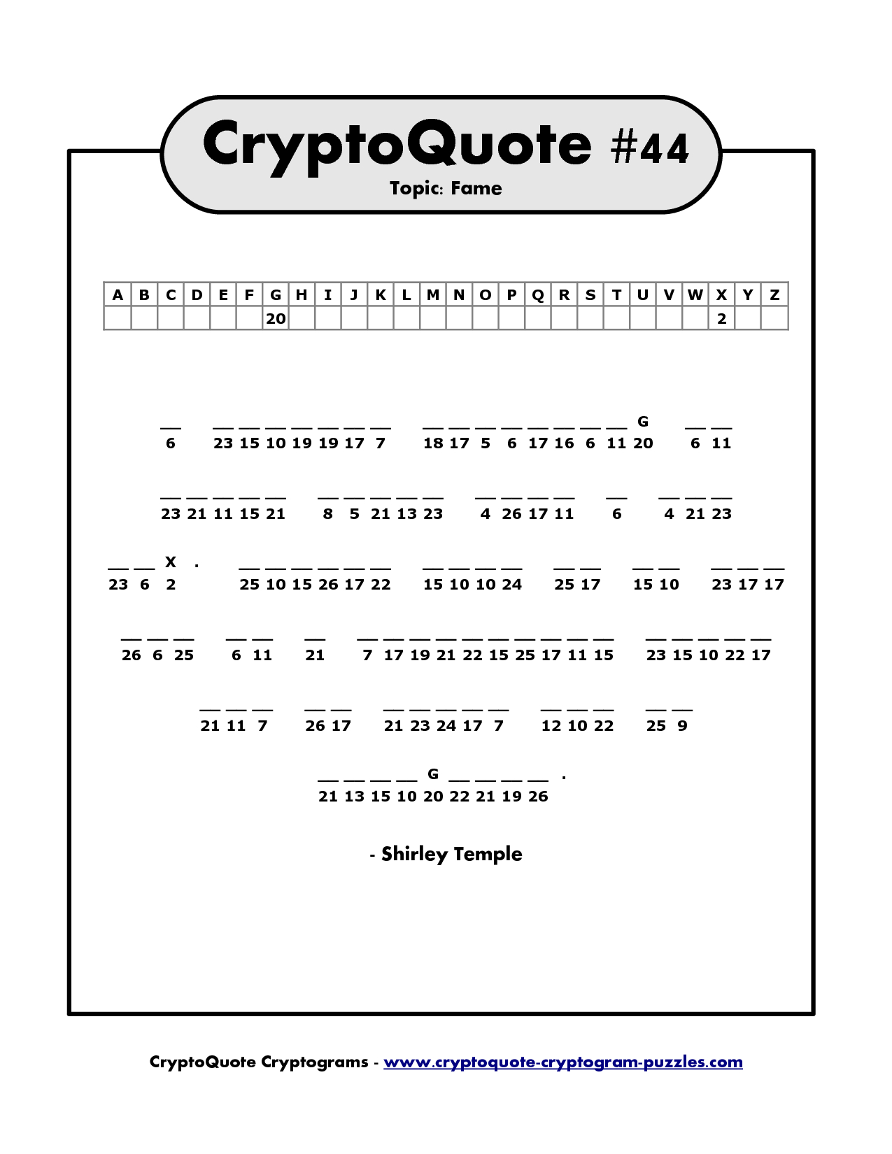 Cryptogram Puzzles To Print | Shirley Temple Cryptoquote - Printable - Printable Cryptogram Puzzles With Answers