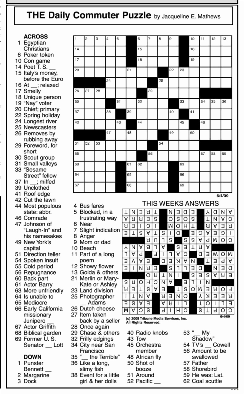 Daily Crossword Puzzle Printable – Rtrs.online - Jacqueline E Mathews Printable Crossword Puzzles