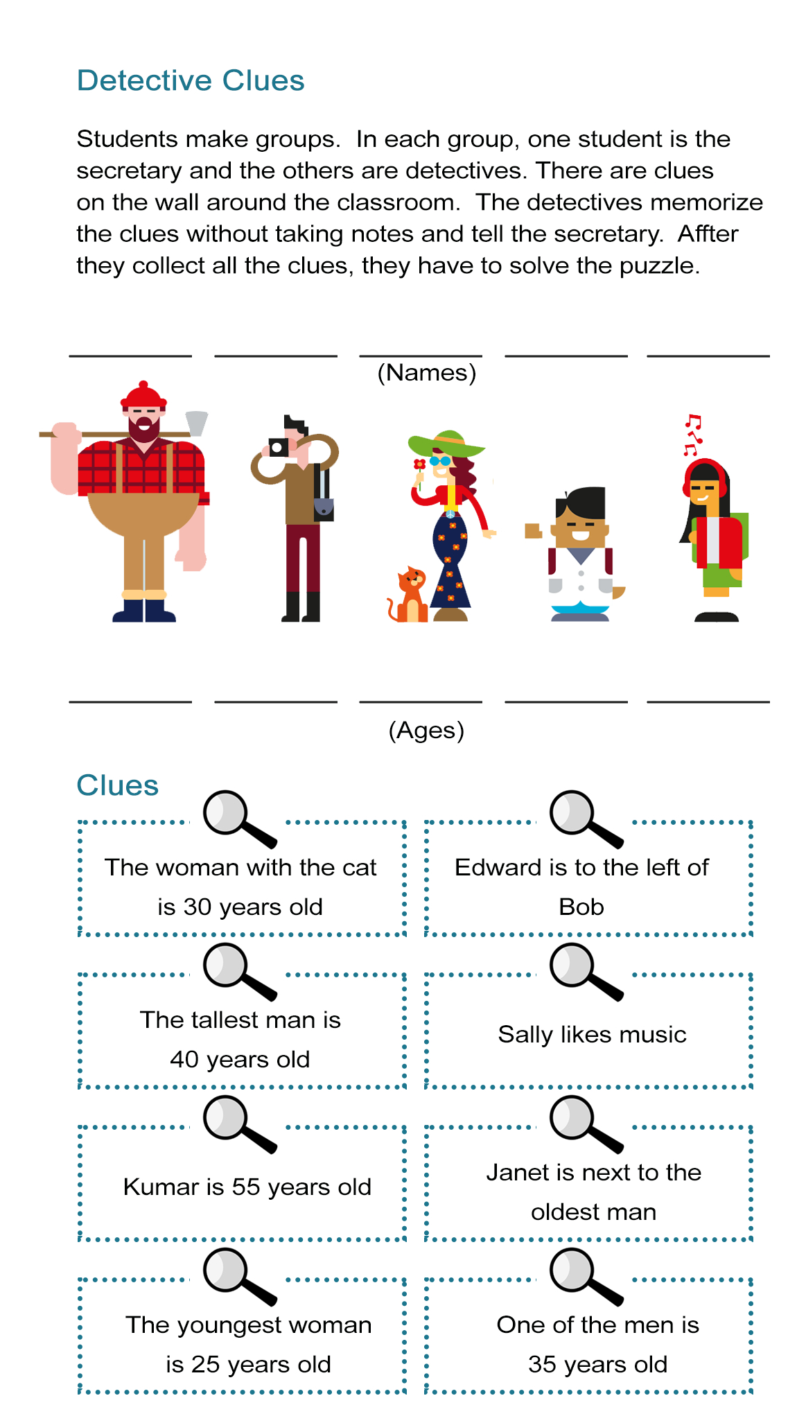 Detective Clues Solve The Mystery In The Puzzle Worksheet All Esl