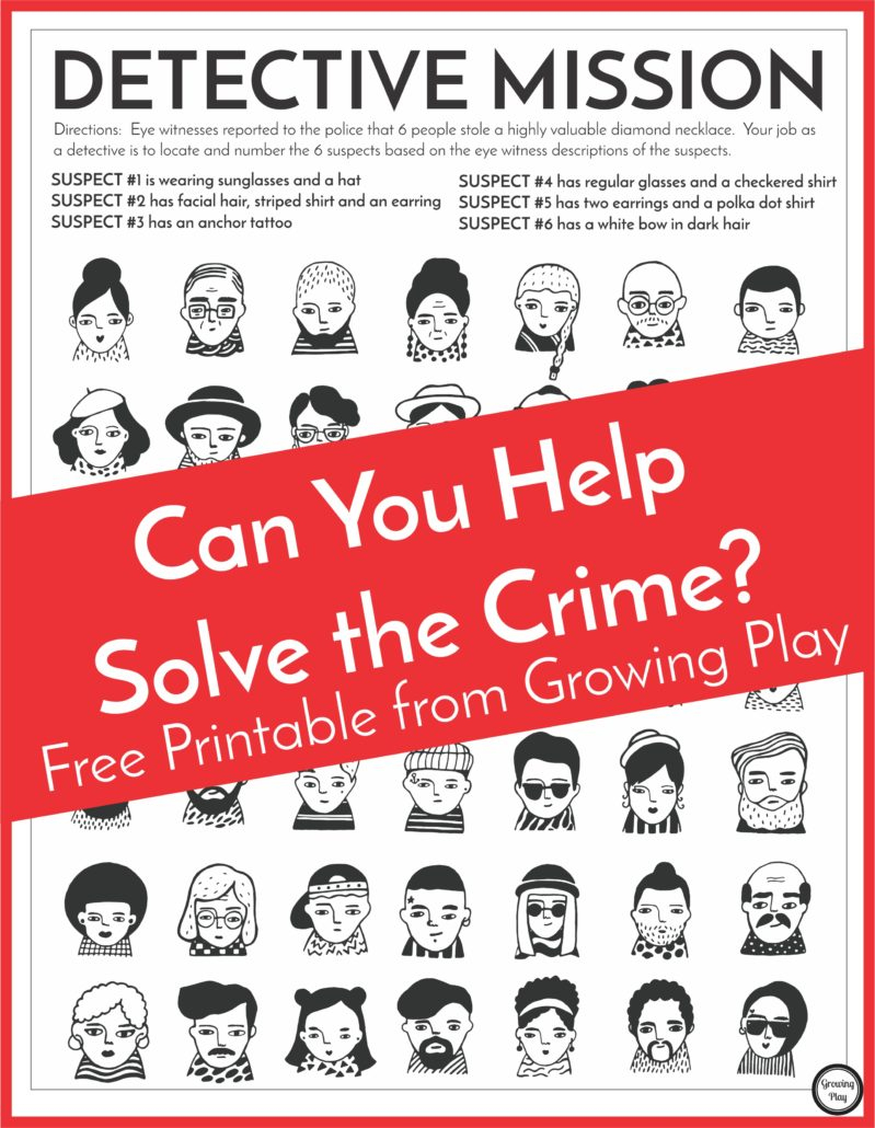 Detective Puzzle For Kids - Free Printable - Growing Play - Printable Detective Puzzles