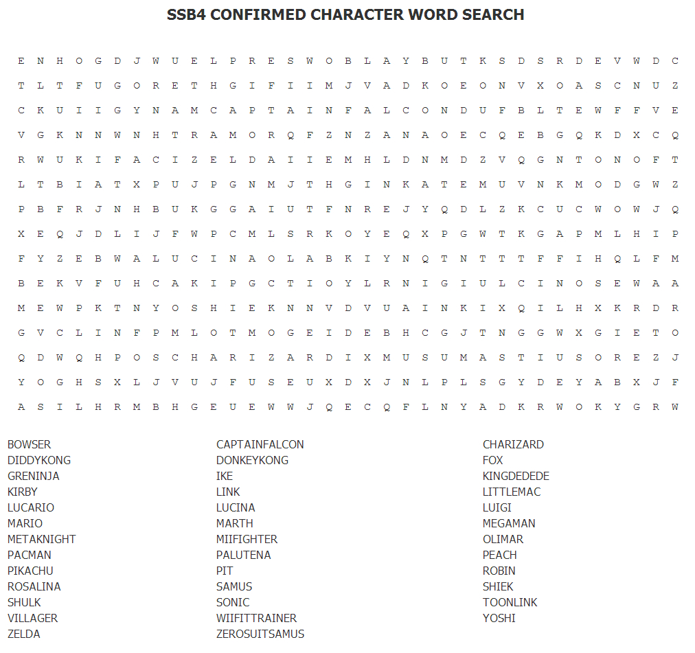 Don&amp;#039;t Know Why, But I Made A Word Search Of All The Confirmed - Zelda Crossword Puzzle Printable