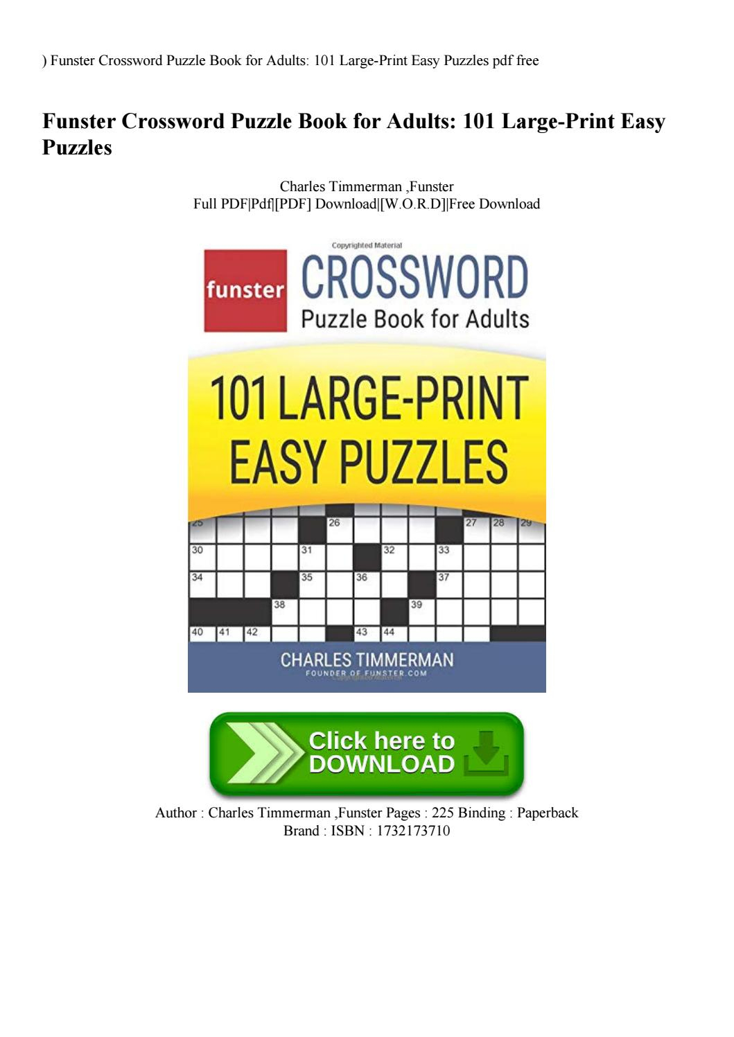 Download-Pdf) Funster Crossword Puzzle Book For Adults 101 Large - Printable Puzzle Book Pdf