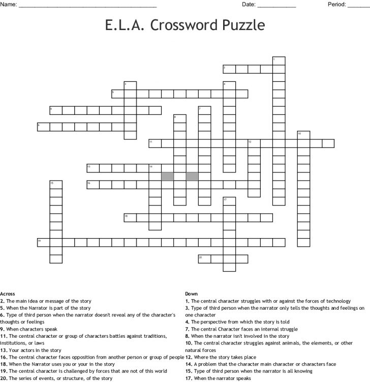 E.l.a. Crossword Puzzle Crossword - Wordmint - Crossword Printable 7Th