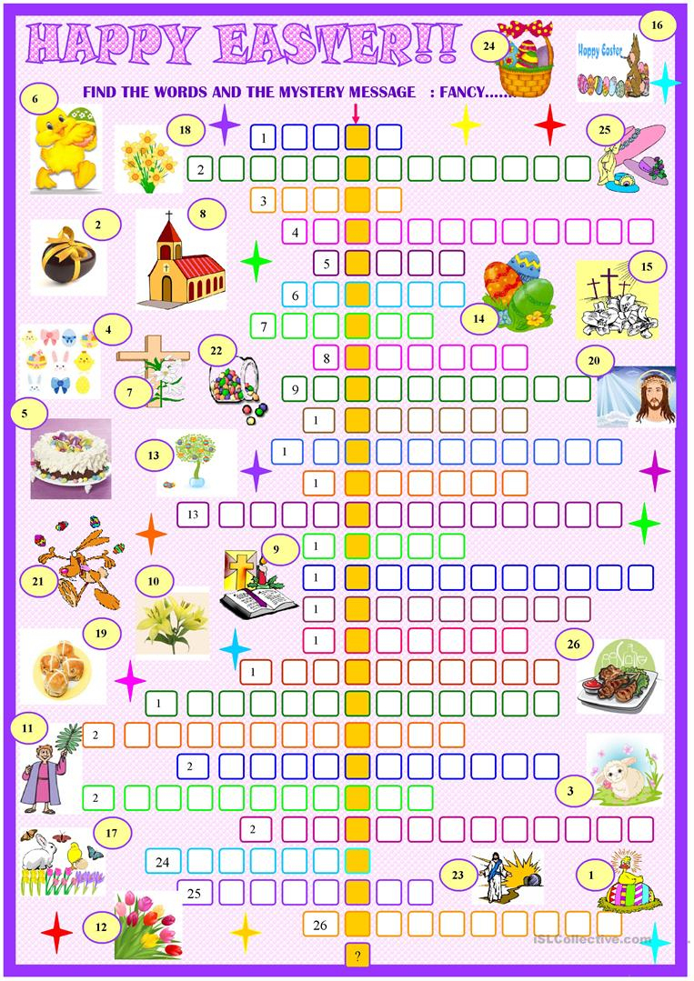 Easter:crossword Puzzle With Key Worksheet - Free Esl Printable - Printable Crossword Puzzles Easter