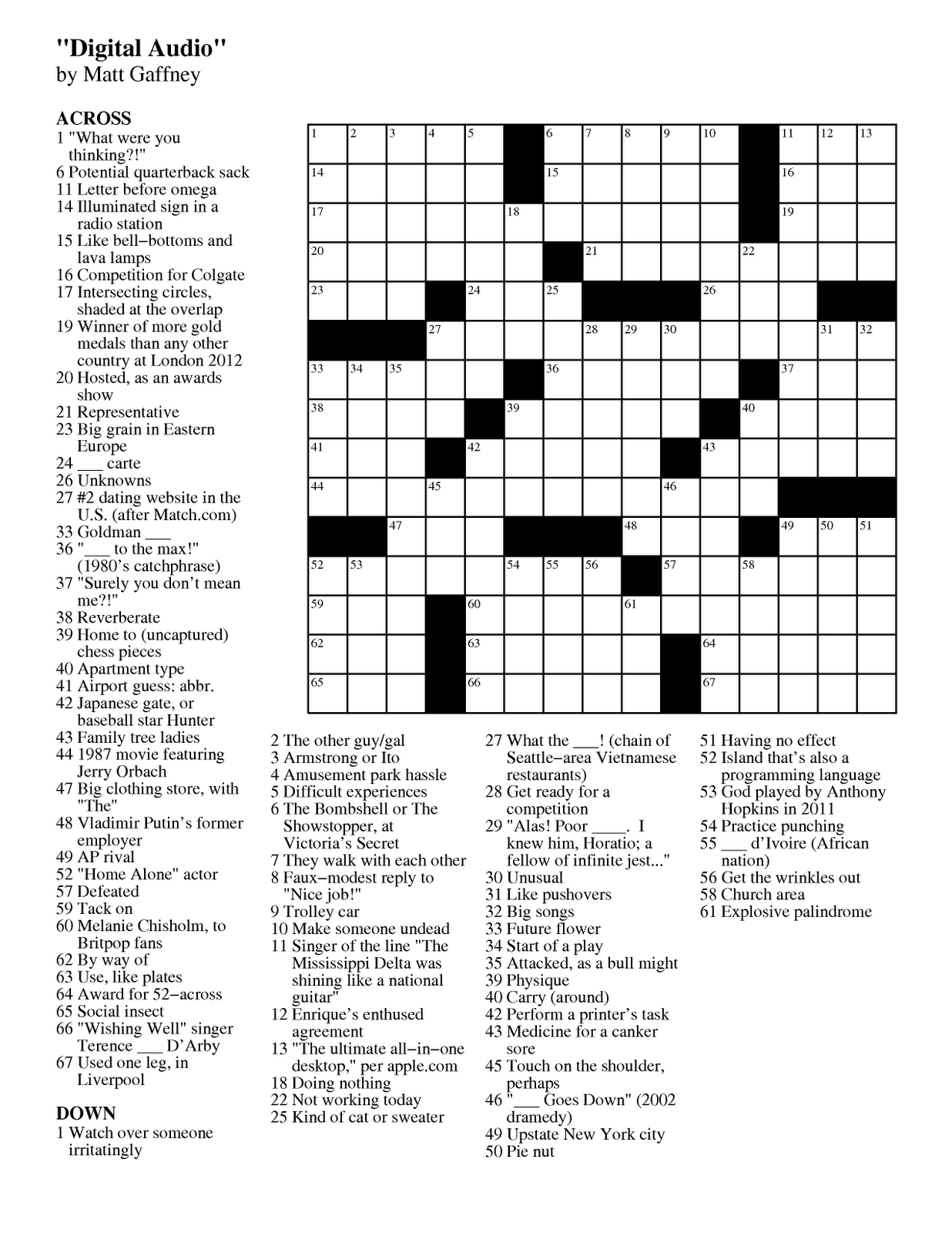 Easy Celebrity Crossword Puzzles Printable - Free Printable Universal Crossword Puzzle