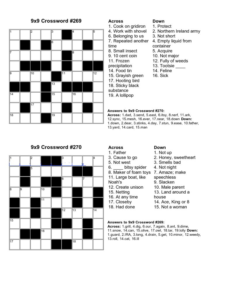 Easy Crossword Puzzles Printable With Answers - 14.12.kaartenstemp - Printable Junior Crossword Puzzles