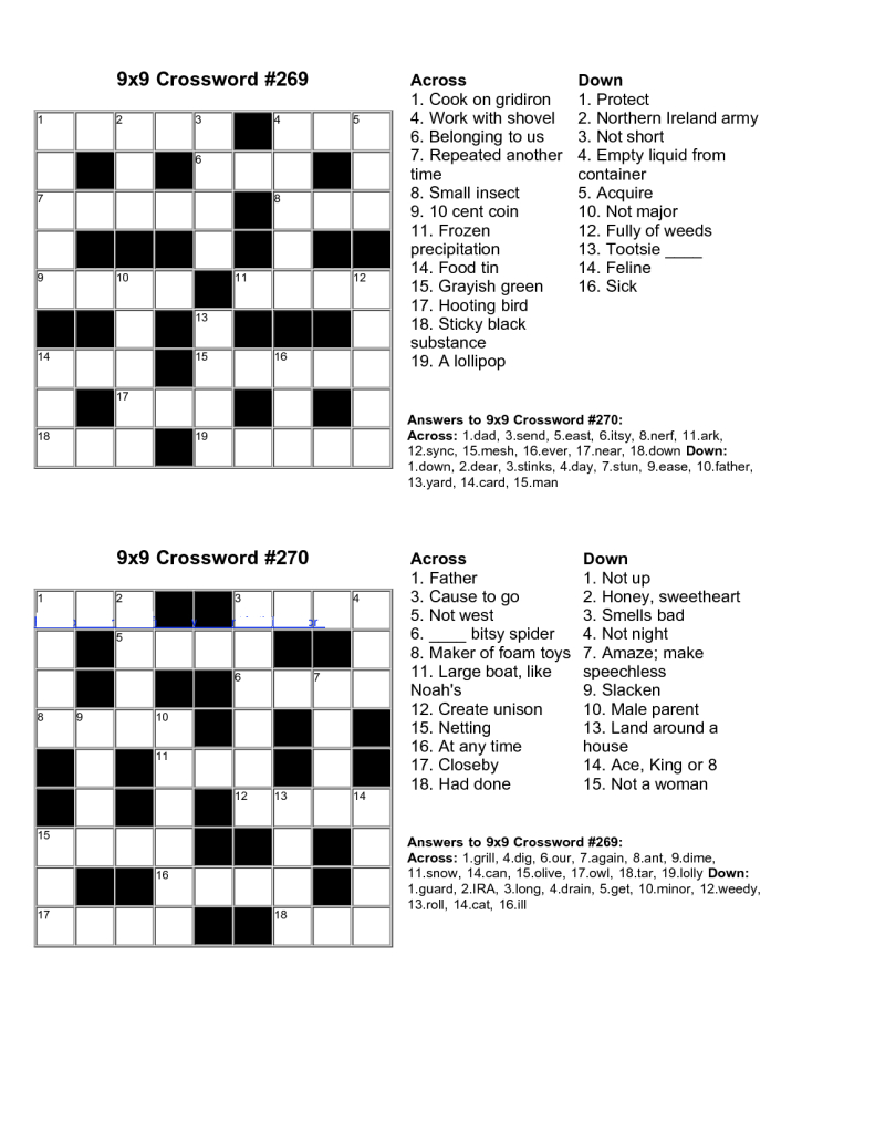Easy Kids Crossword Puzzles | Kiddo Shelter | Educative Puzzle For - Create Own Crossword Puzzles Printable