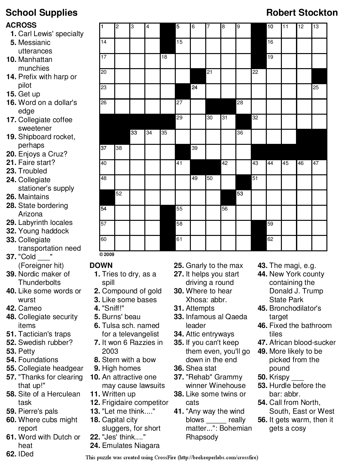 Easy Printable Crossword Puzzles | Educating The Doolittle | Free - Printable Crosswords For High School Students