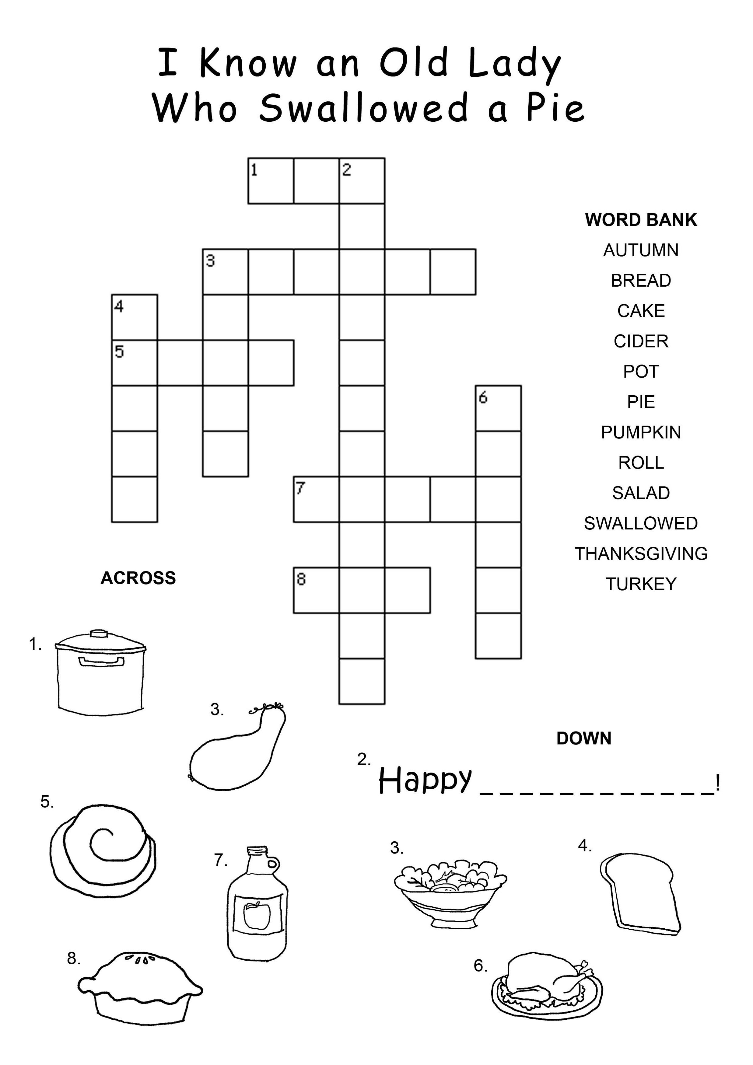 Easy Thanksgiving Crossword Puzzles For Kids | Kiddo Shelter - Easy Crossword Puzzles Printable For Kids