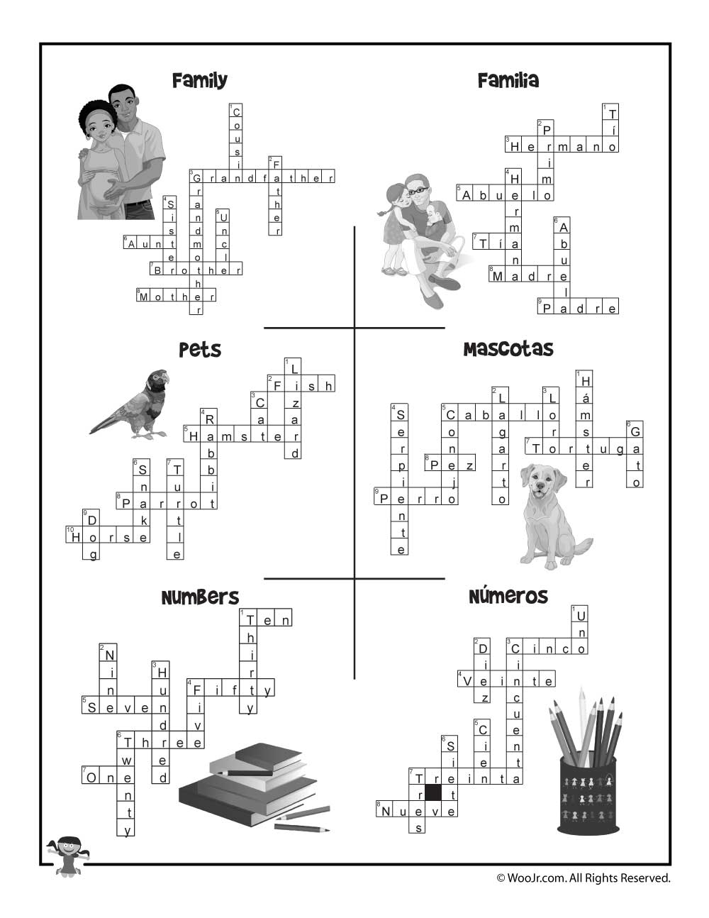 Esl Worksheet Crossword Puzzle Answers | Woo! Jr. Kids Activities - Printable Spanish Crossword Puzzle Answers