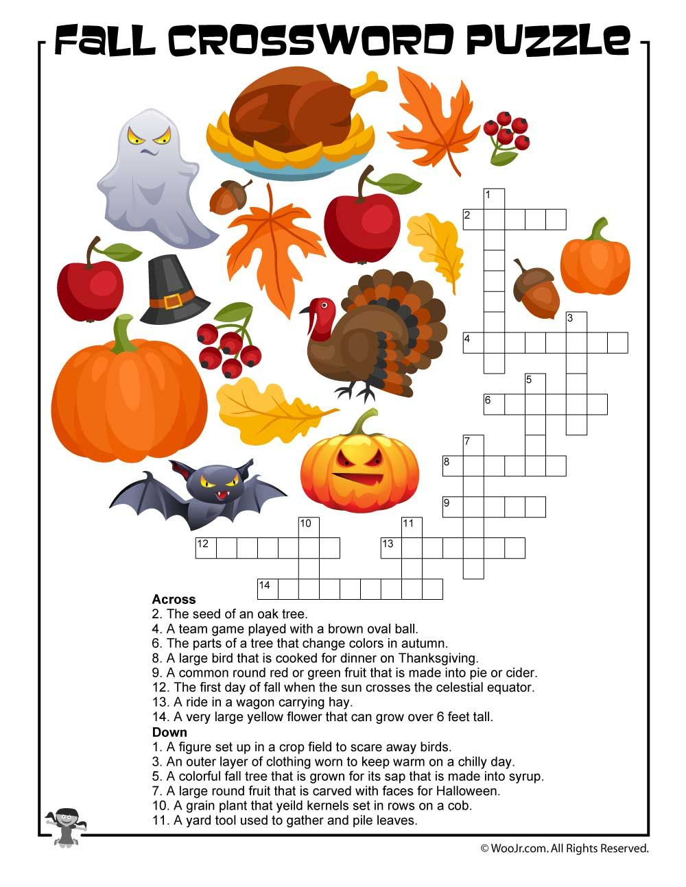 Fall Crossword Puzzle Printable | Halloween | Word Puzzles, Puzzles - Fall Crossword Puzzle Printable