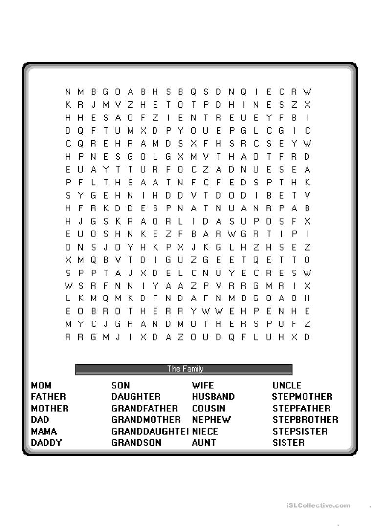 Family Crossword Puzzle Worksheet - Free Esl Printable Worksheets - Printable English Puzzle