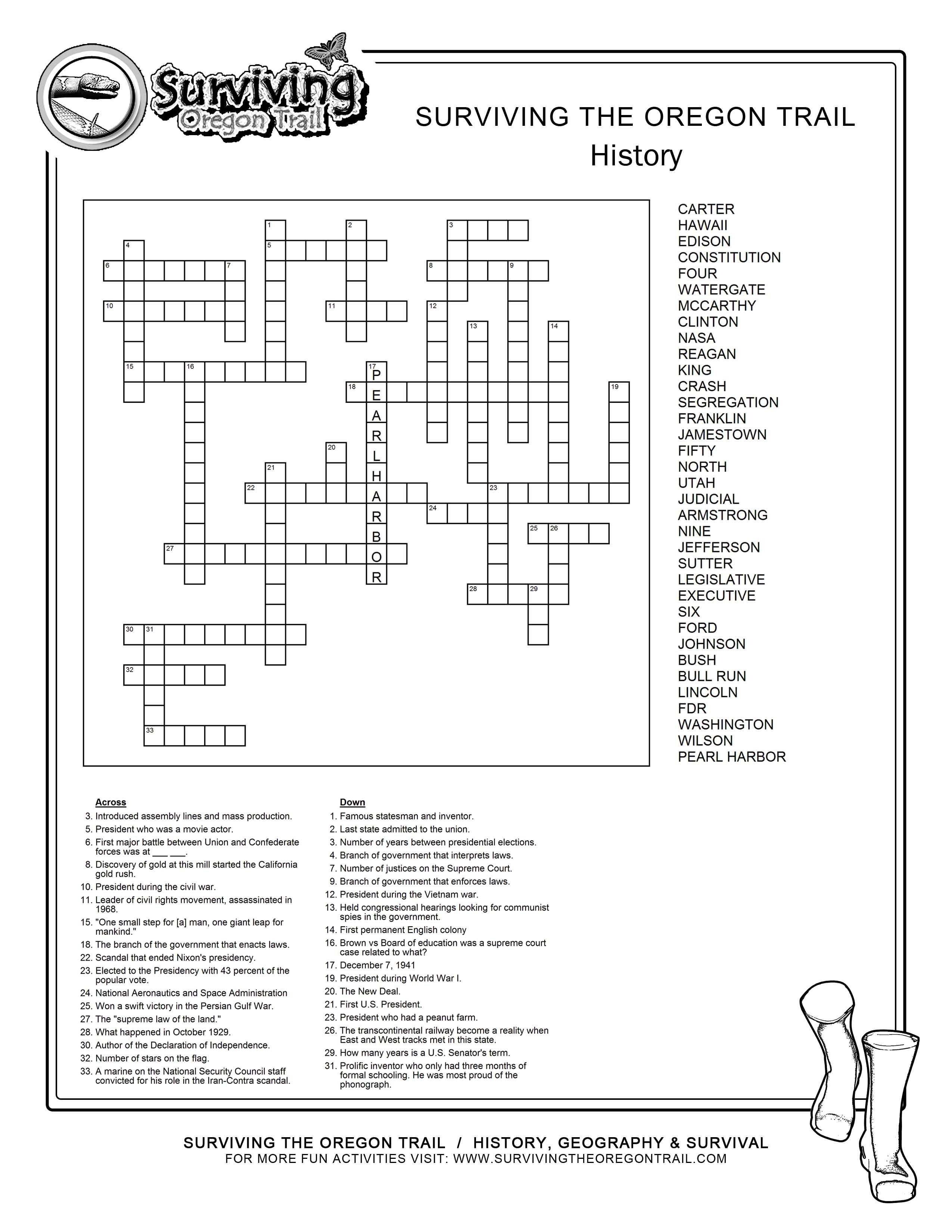 Black History Crossword Puzzles Printable