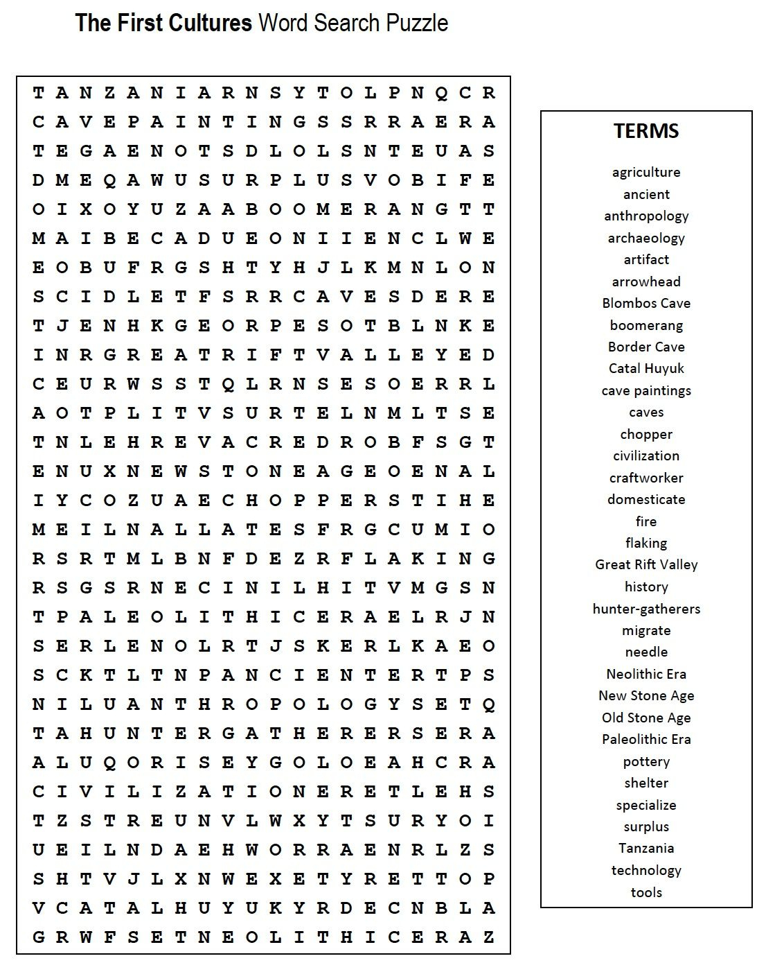 Printable Crossword Puzzles For 6Th Graders Printable Crossword Puzzles