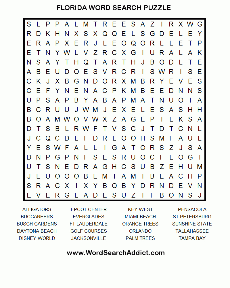Florida Word Search Puzzle | Coloring &amp;amp; Challenges For Adults | Word - Printable Gardening Crossword Puzzle