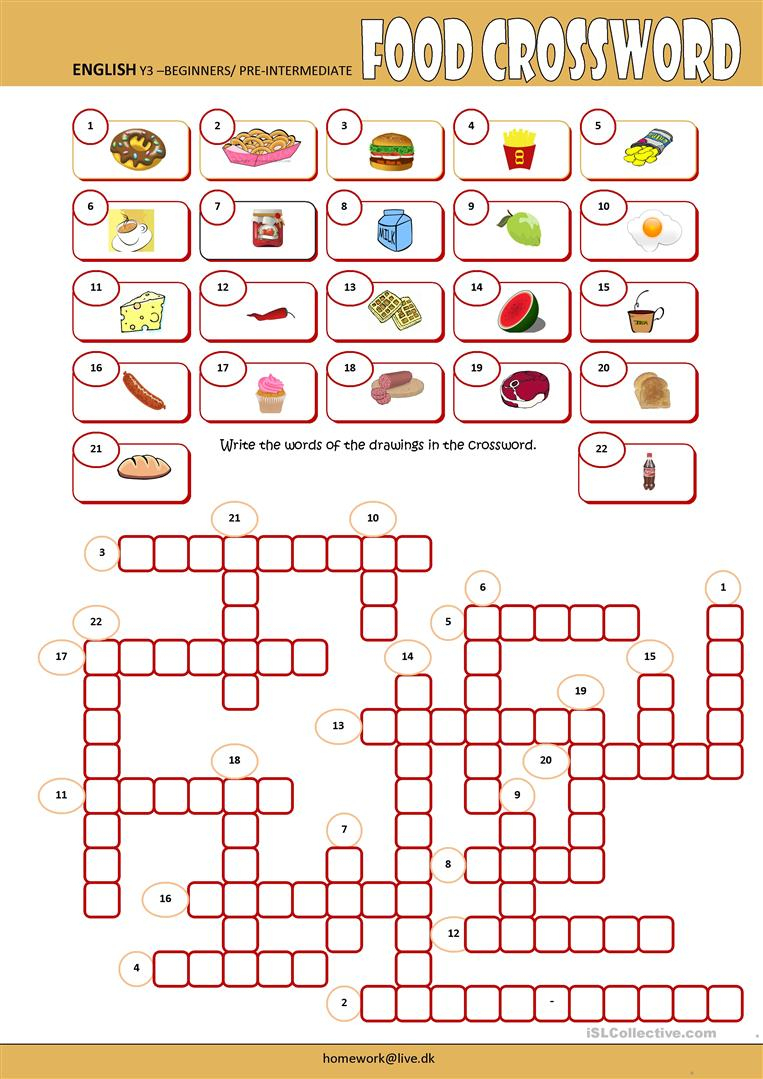 Food Crossword Worksheet - Free Esl Printable Worksheets Made - Printable Crosswords For Learning English