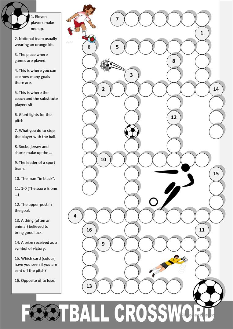 Football Crossword Worksheet - Free Esl Printable Worksheets Made - Football Crossword Puzzle Printable